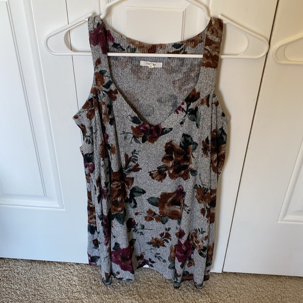 Maurice’s Floral Cold Shoulder Top - Gray and Brown